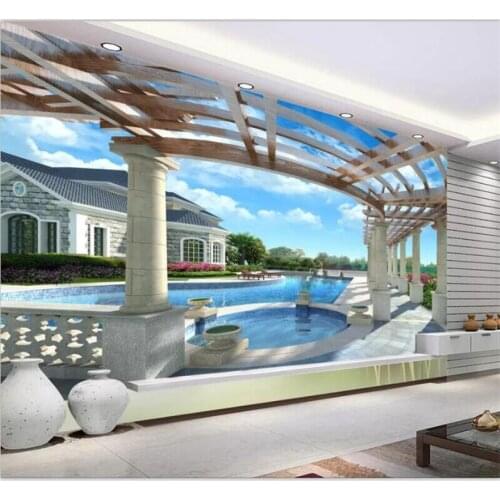 Beibehang Wallpaper murals custom home decoration photo living room bedroom upscale luxury villa 3D swimming pool mural