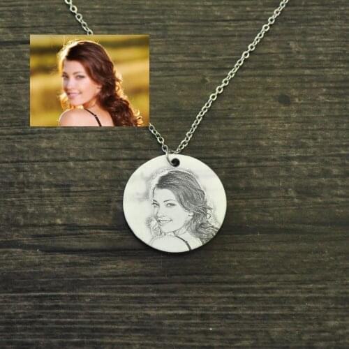 Personalized Photo Necklace, Engraved Picture Necklace,Memory gift,Custom Necklace,Circle Picture jewelry,Christmas Gift