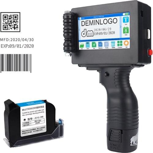 Portable Inkjet Printer 4.3 Inch LED Touchscreen Handheld Printer High Definition Inkjet Code Printer Quick-Drying Ink Cartridge