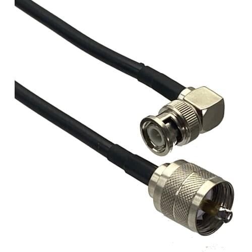 RG58 UHF PL259 Male Plug to BNC Male Plug Right angle RF Jumper pigtail Cable 6inch~3FT