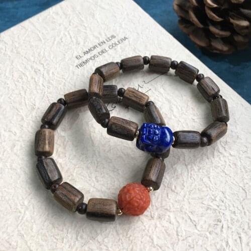 With barrel bead bracelet, deserve to act the role of lapis lazuli the mythical wild animal, south red walnut beads
