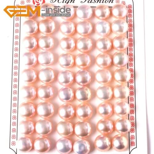 Gem-Inside Natural 4-10mm Pearl Beads Half Drilling Earrings Wholesale 27 30 52 Pairs Free Shipping Fashion Gift DIY