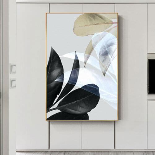 Nordic Pink Watercolor Canvas Painting Deep Green Plant Poster Modern Print Decor Wall Art Picture for Living Room Cuadros Salon