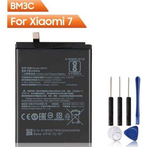 Xiao Mi Original Replacement Phone Battery BM3C For Xiaomi 7 MI7 BM3C Authentic Rechargeable Battery 3170mAh