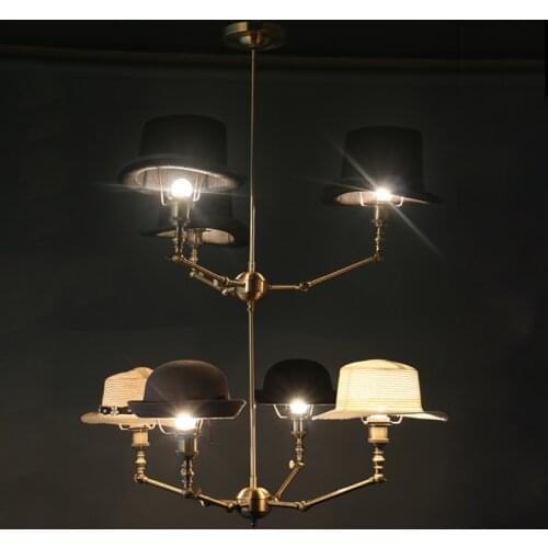 Modern DIY England Hat pendant light lamp Ac90-260v copper novelty Indoor lighting fixtures bar living room clothing store New