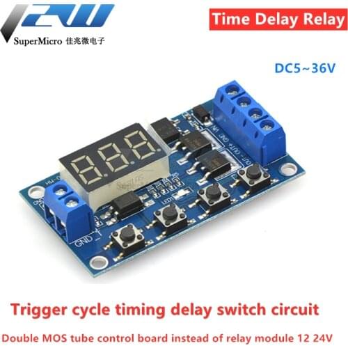 DC5-36V Dual MOS LED Digital Time Delay Relay Trigger Cycle Timer Delay Switch Circuit Board Timing Control Module DIY