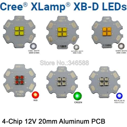 2pcs Cree XBD XB-D 4LEDs 4Chips LED Lighting Emitter Cool White / Warm White / Neutral White / Red / Green / Royal Blue Colors