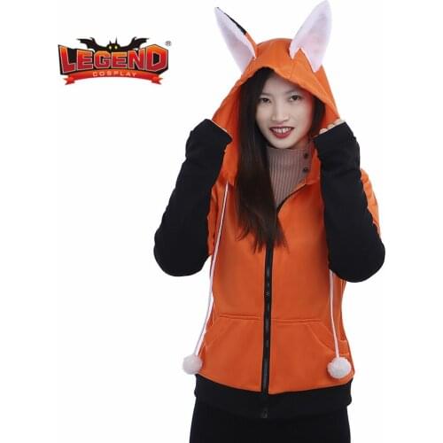 Animal Fox Ear Cosplay Costumes Hoodie Coat Warm Orange Sweatshirt Unisex Hoodies cat ear hoodie jacket cosplay EU USA size