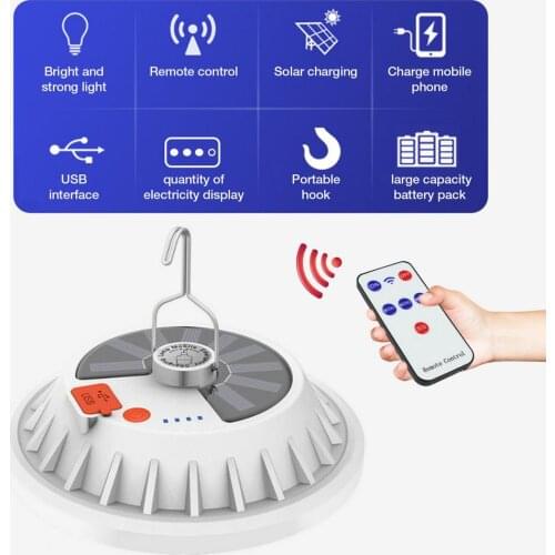 Solar Camping Light USB Rechargeable Waterproof LED Lamp 3600mAh 120 LED 200 Lumen Camping Light With Remote Control For Camping