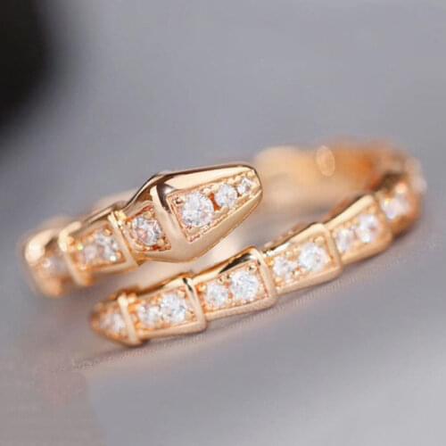 Unique 925 Sterling Silver Snake Rings Luxury Exquisite Adjustable Elegant Diamond Engagement Wedding Party Attention Jewelry