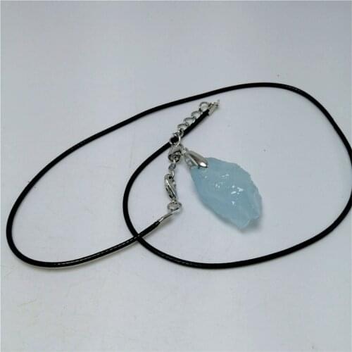 1pc Top Quality Gemstones Natural Ocean Blue Aquamarine Stone Pendant Jewelry For Woman Lady Man Gift Crystal 925 Silver