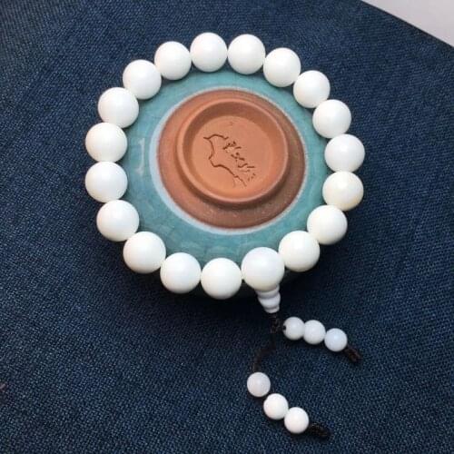 10mm Nature White Tridacninae (Giant Clam tridacna) Mala Bead Bangle bead bracelet Apotropaion