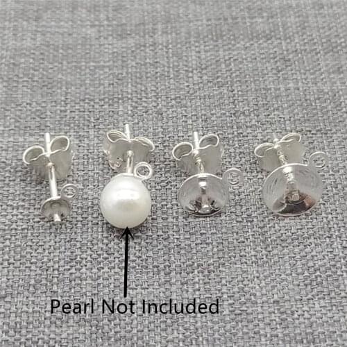 10prs of 925 Sterling Silver Stud Earring Post w/ Cup Peg for Half Drilled Pearl