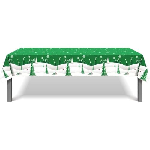 130*220cm PE Green Merry Christmas Tree Party Theme Tablecover Happy Xmas New Year Party Disposable Tablecloth Party Decorations