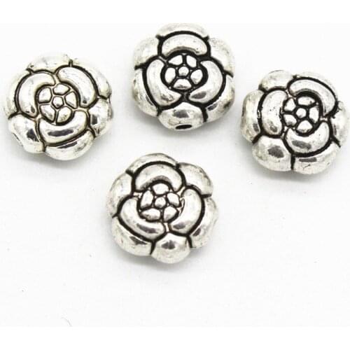 20 PCS 11mm Vintage Metal Alloy Round Spacer Beads Nepal Flowers Carved Beads Hole Beads For Jewelry Making