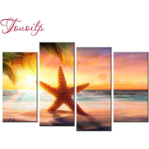 4pcs/set Beach starfish 5d Diamond Painting Cross Stitch Pattern Diamond Embroidery Mosaic Full Drill Home Decor DIYPainting