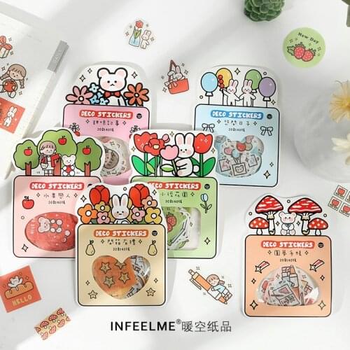 40 Pcs/bag cartoon animals flower mini paper sticker decoration stickers DIY diary scrapbooking planner label sticker
