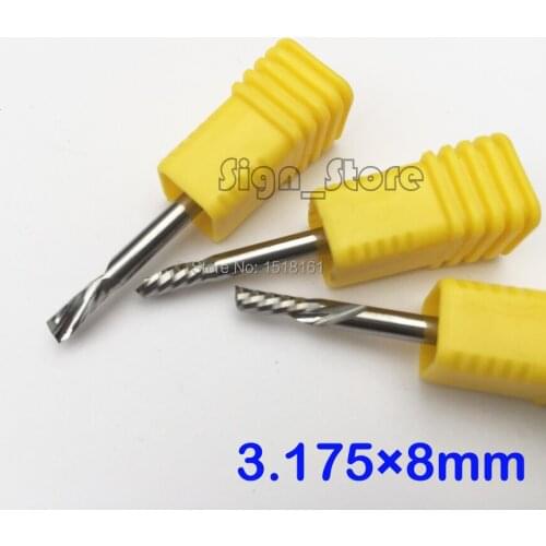 5 pcs 3.175 8 MM Down cutter left-helical one flute left spiral carbide cnc router bits end milling,woodworking, Plywood,MDF