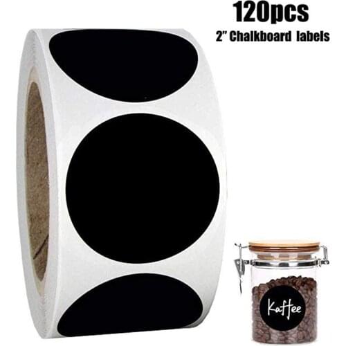 120pcs/roll Blank Label Round Chalkboard Sticker Kitchen Pantry Labels For Canning,Mason Or Spice Jars Reusable Labels Stickers