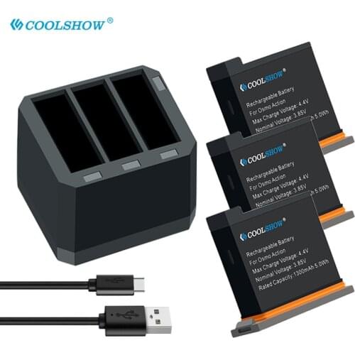 Batteries for Dji Osmo Action Battery Charger 1300mAh for DJI Osmo Action Camera Accessories