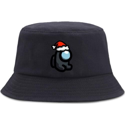 Black Impostor Wearing A Christmas Hat Bucket Cap Beach Casual Panama Caps Outdoor Foldable Fishing Hats Sun Shade Unisex Cap