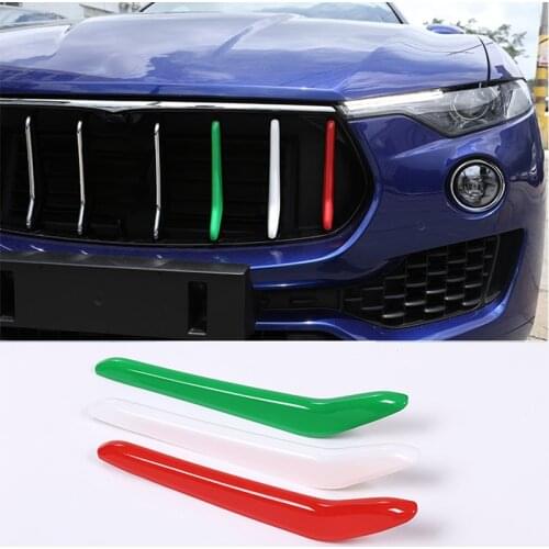 ABS Car Styling for Maserati Levante 2016-2018 Front Grill Decoration Strips Trim Tricolor Car Exterior Accessories 3 Pcs