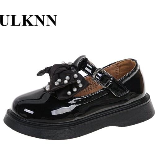 Kids Mary Jane Princess Shoes Childrnes Butterfly-Knot Leather Shoes Soft Sole 2021 Black Show Single Shoes Trend