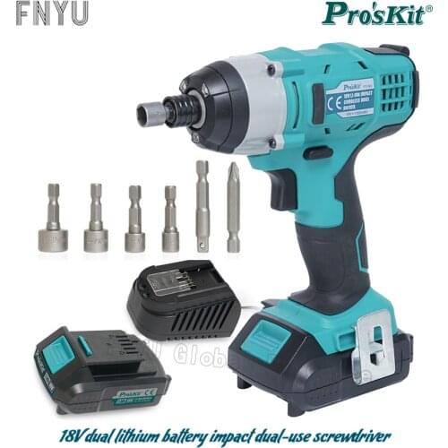 Proskit PT-1802G 18V lithium battery impact driver rechargeable electric drill multifunctional portable home power tool