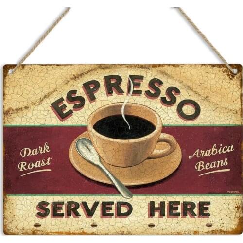 ESPRESSO Served Here Vintage Metal Sign Plaque Restaurant Bar Cafe Coffee Shop