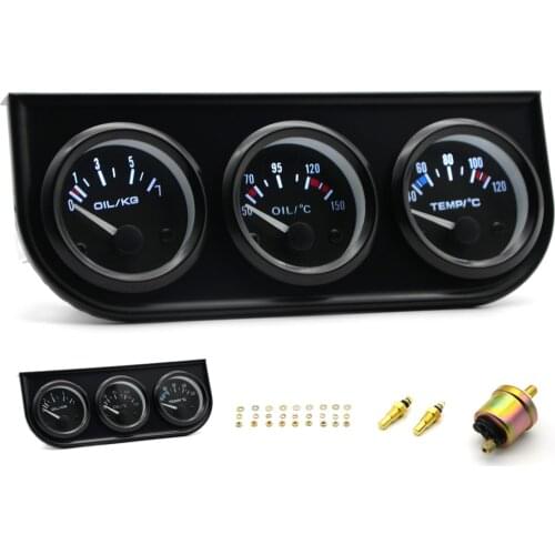 52mm Water Temp Oil Temp Oil Pressure Gauge Meter 3 in 1 Kit With Sensor