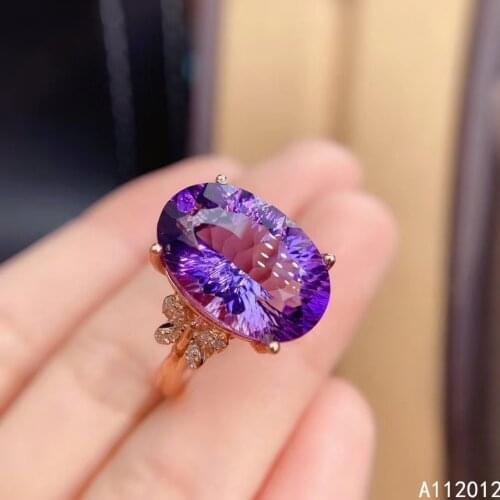 KJJEAXCMY fine jewelry natural Amethyst 925 sterling silver classic girl new gemstone adjustable ring hot selling