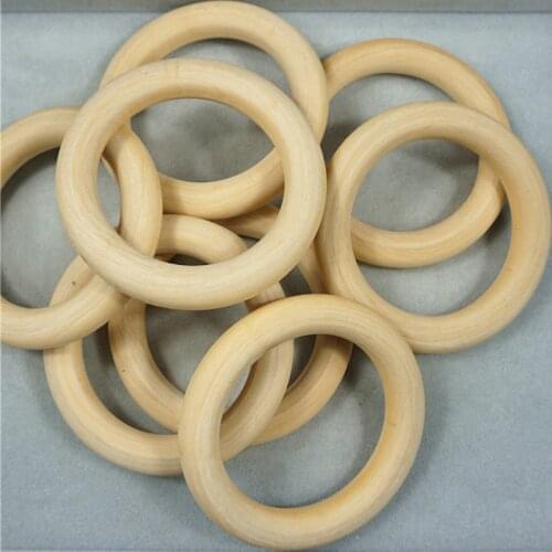 50PCS/Lot 40/45/50/55/60mm Pick Size Natural Wood Circle Beads DIY Jewelry Making Accessories Round Wooden Rings Beads