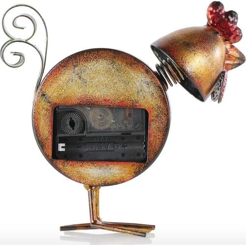 Metal Clock Handicraft Vintage Chick Animal Figurines Household Gift Decorations