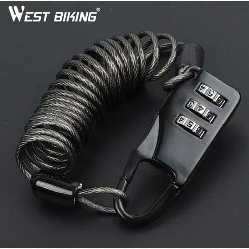 WEST BIKING MINI Anti-theft Helmet Lock 4 Digit Password Bicycle Lock for Scooter Motorcycles Cycling Portable Bike Cable Lock