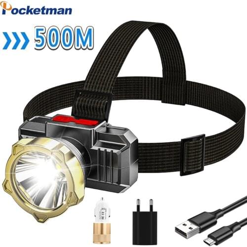 50000LM High Power LED Headlamp USB Rechargeable Headlight Built-in Battery Head Lamp Waterproof Head Torch Head Light