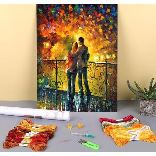 Oil Painting Style Last Date Printed Fabric 11CT Cross-Stitch Embroidery Set DMC Threads Painting Handicraft Craft Wholesale