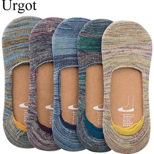 Urgot 5 Pairs Socks Men Japanese Quality Thick Line Mens Socks Shallow Mouth Socks Silicone Non-Slip Mens Invisible Sock Meias