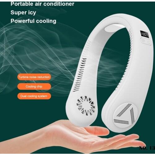 2021 New Style Refrigerator Ice Fan without Leaf Hanging Neck Fan Portable Summer Lazy Fan Cooling Equipment 3 Colors Optional