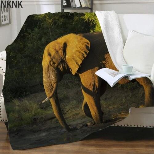 NKNK Brank Elephant Blanket Animal 3D Print Trees Thin Quilt Harajuku Blankets For Beds Sherpa Blanket Animal Vintage Adult Warm