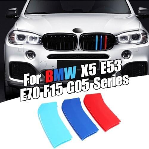 Dropship 3pcs Car 3D M Styling Front Grille Trim Bumper Cover Strip Strips Stickers Cover for BMW X5 Series E53 F15 G05 E70