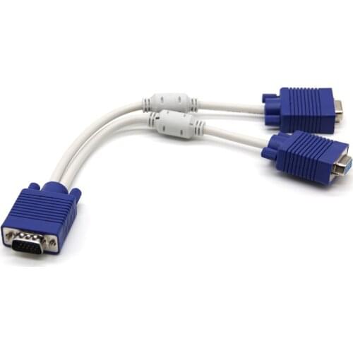 1 computer to dual 2 monitor vga splitter cable video splitter 15 pin 2 vga male to female for PC TV vga 1 in ourput2
