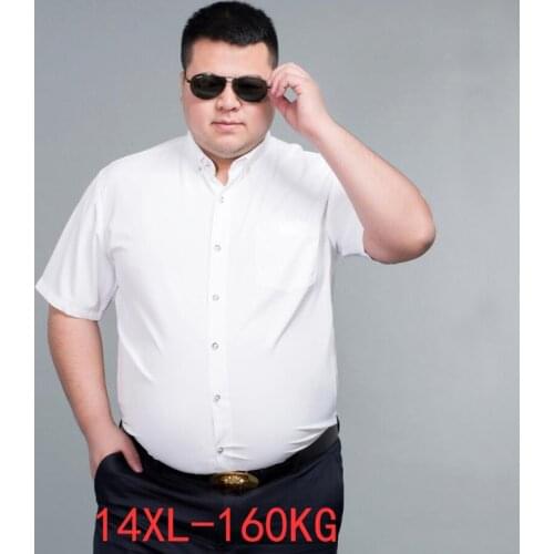 Mens Short Sleeve Big Shirt Large Size 10XL 11XL 12XL 13XL 14XL Business Office Comfortable Summer Lapel Black Shirt 8XL 9XL