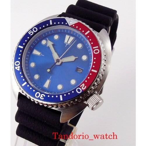 Silver Case 45mm Japan NH35A Sterile Mechanical Automatic Men Top Watches Sapphire Crystal C3 Luminous Rubber Strap 5ATM