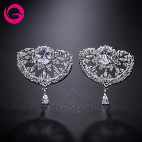 GAOLA High Quality Geometric Earrings Silver Color Cubic Zircon Stud Earring Wedding Gift GLE8098