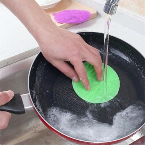 2/3/5pcs Silicone Dish Washing Brush Bowl Pot Pan Wash Cleaning Brushes Cleaner Sponge Scouring Pads Kitchen Accessories