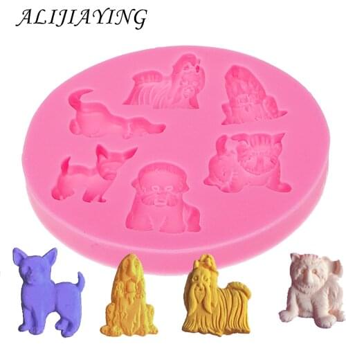 Dog Silicone Mold Cake Decorating Tools Safe-resin clay chocolate fondant Flexible Baking Mold D0046