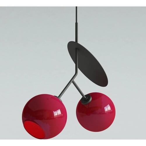Lovely Cherry Led Pendant Lights Childrens room Hanging Lamp Restaurant Living room Pendant Lamp Red/White Glass E27 Concise