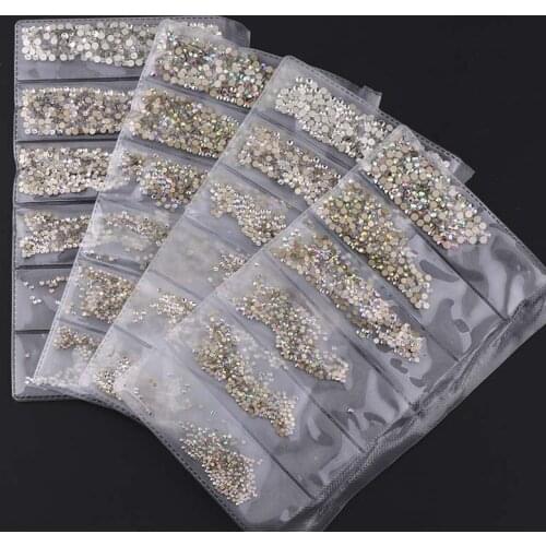 SS3-SS10 About 1728Pcs Nail Art Non Hotfix Flatback Glue On Rhinestones For DIY Nail Art Jewelry Decoration