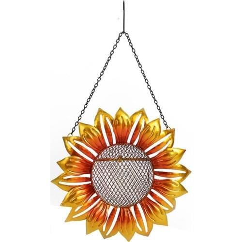 Flower Shaped Bird Feeder Iron Art Sunflower Outdoor Hanging Feeding Tool For Wild Bird Garden Decoration Food Dispenser