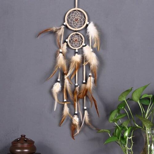Vintage Home Decoration Retro Feather Dream Catcher Circular Feathers Wall Hanging Dream Catchers Decor for Car Girl Room Decor